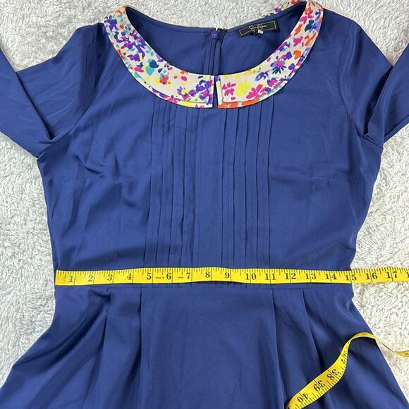 Jessica Simpson navy blue and floral collar a line dress, size 7 8 - Picture 6 of 9